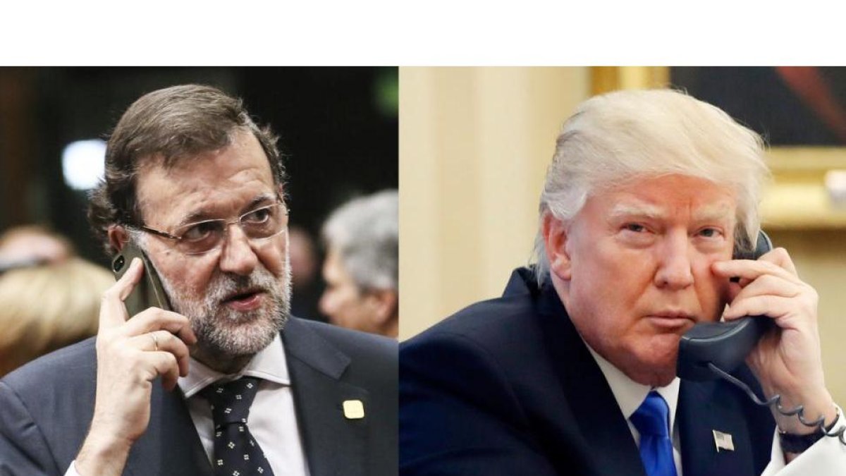 El presidente del Gobierno español, Mariano Rajoy. En la imagen de la derecha, el mandatario estadounidense, Donald Trump-