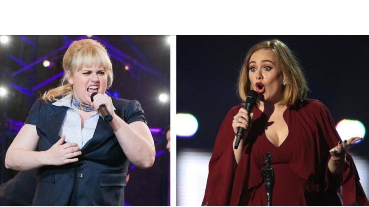 A la izquierda, una imagen de rebel Wilson y, a la derecha, la cantante Adele.-