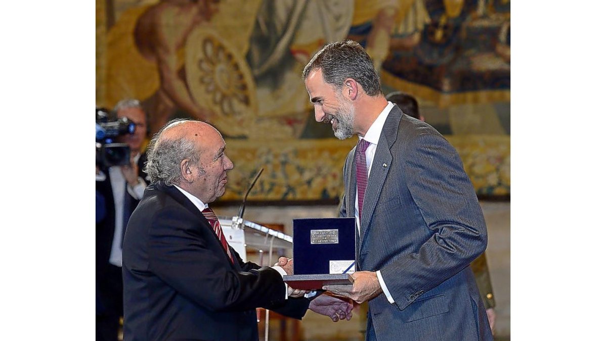 José Antolín recibe el premio de manos de Felipe VI.-ICAL