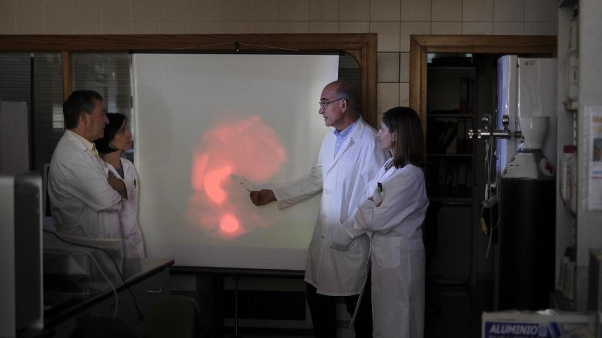 José Juan García Marín, Concha Pérez, Francisco Bermejo y Marta Rodríguez en las instalaciones de la Universidad de Salamanca.-ENRIQUE CARRASCAL