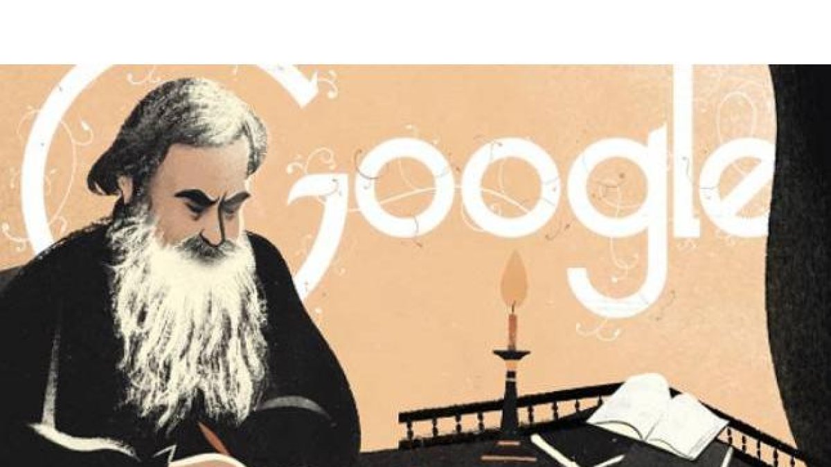 Tolstói, en el 'doodle' de Google.-