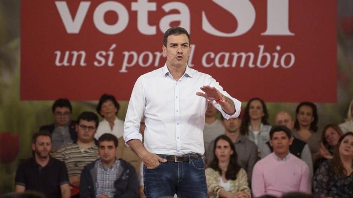 Pedro Sánchez durante su mitin en Durango.-EFE