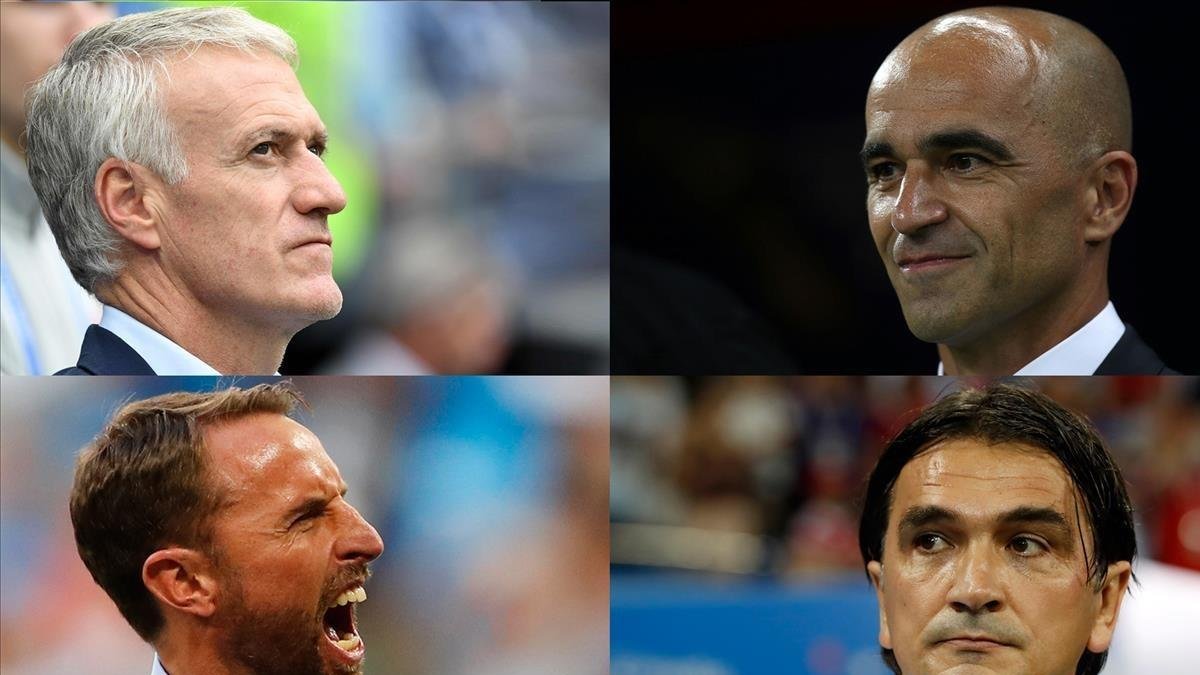 Deschamps (Francia), Martínez (Bélgica), Southgate (Inglaterra) y Dalic (Croacia), en la cima de la Copa del Mundo.-/ .44206999 (AGENCIAS)