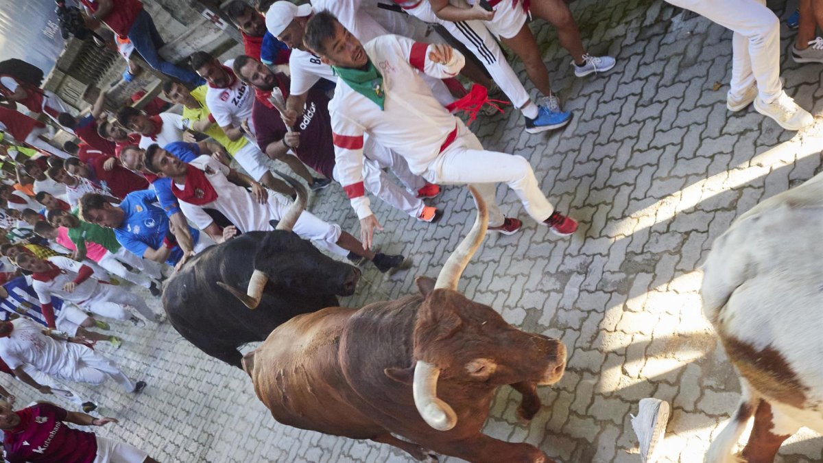 Encierro de San Fermín con los toros de Victoriano del Río.- E. PRESS