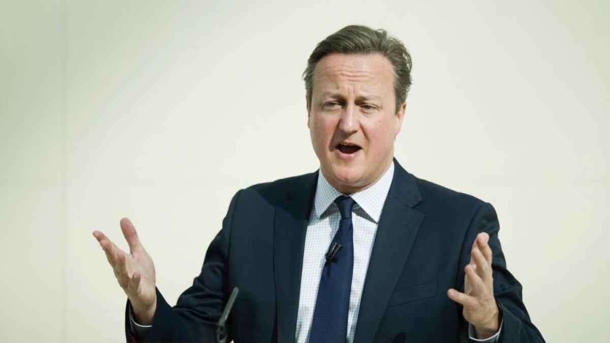 El primer ministro británico, David Cameron, durante su discurso en el museo británico.-REUTERS