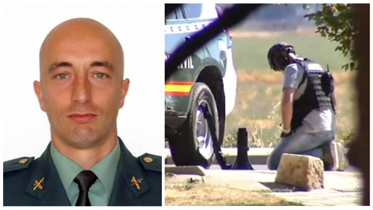 El teniente coronel Pedro Alfonso Casado. Un compañero de la Guardia Civil cae de rodillas tras el disparo de el jefe de la UEI.