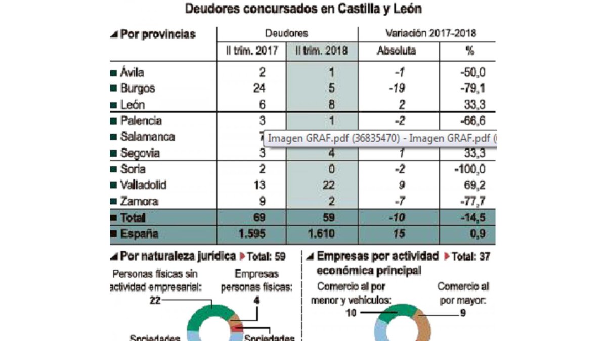 Deudores concursados en Castilla y León-ICAL