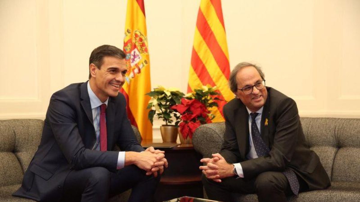 Pedro Sánchez y Quim Torra, el pasado diciembre en Barcelona.-EL PERIÓDICO / ARCHIVO