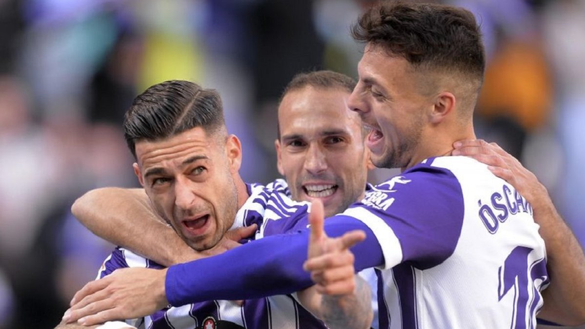 Sergio León celebra un gol en el último partido de Liga jugado en Zorrilla ante el Fuenlabrada. / LALIGA
