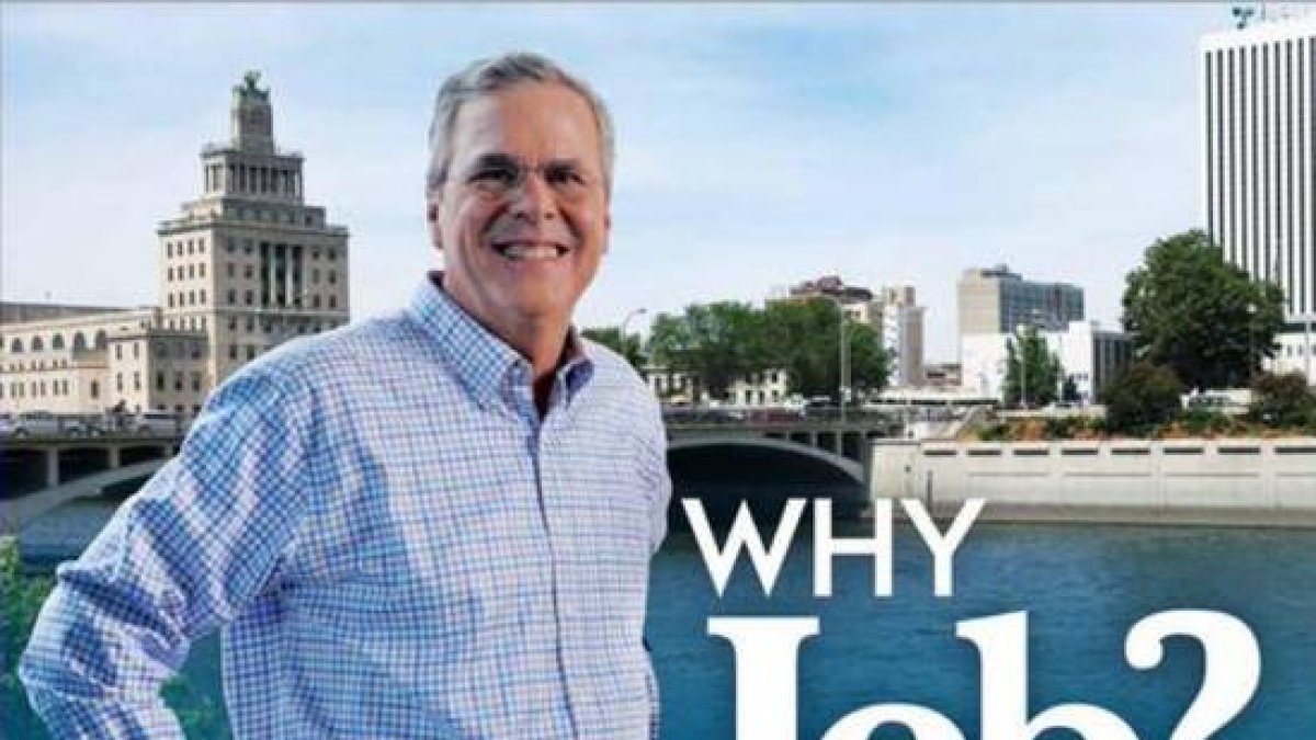 Cartel promocional de Jeb Bush en Iowa.-