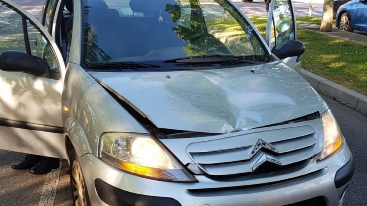 Vehículo con el golpe en el capó delantero tras el atropello.-TWITTER POLICIA LOCAL