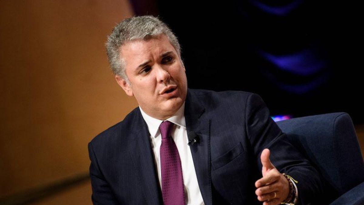 El presidente de Colombia, Iván Duque en un evento en el Centro Wilsol en Washington.-AFP