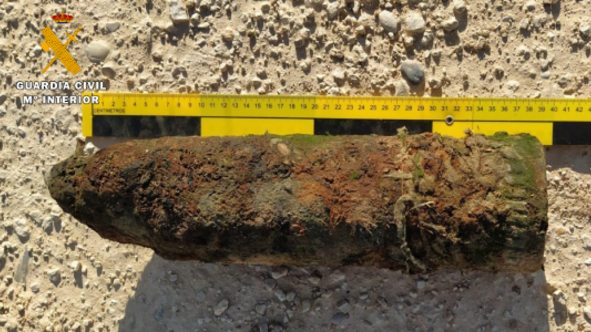 Proyectil desarticulado en Simancas por la Guardia Civil. E.M.