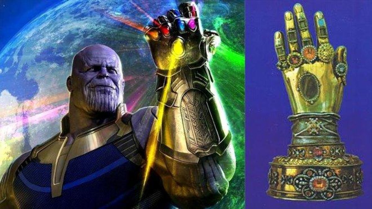 A la izquierda, Thanos con el guantelete del infinito y a la derecha, el relicario con la mano incorrupta de santa Teresa.-EL PERIÓDICO