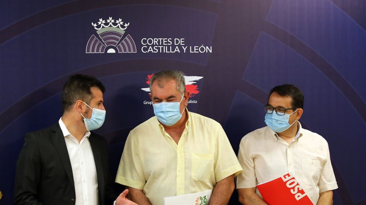 El secretario general del PSOECyL y portavoz del Grupo Socialista en las Cortes, Luis Tudanca, se reúne con el secretario general de UPA Castilla y León, Aurelio González. - ICAL