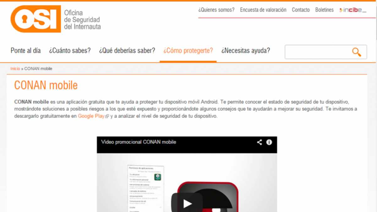 Explicación de la aplicación 'Conan Mobile'-Web oficial de la herramienta de seguridad 'Conan Mobile'