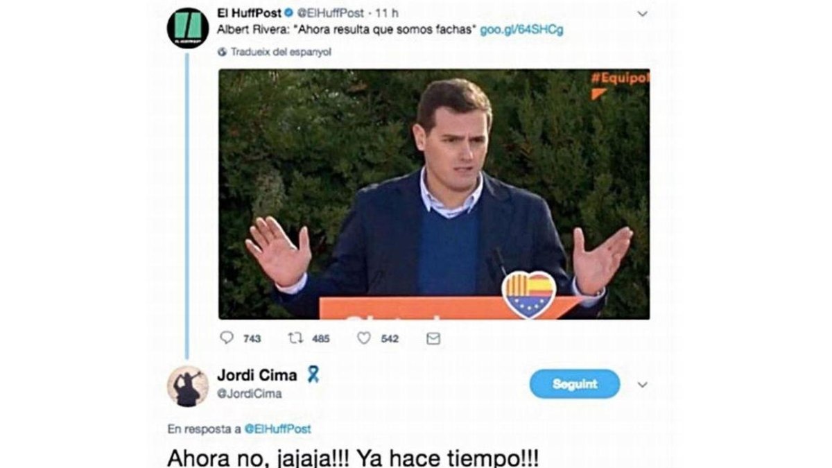 La frase de Rivera y la respuesta del cuñado de Arrimadas.-EL PERIÓDICO