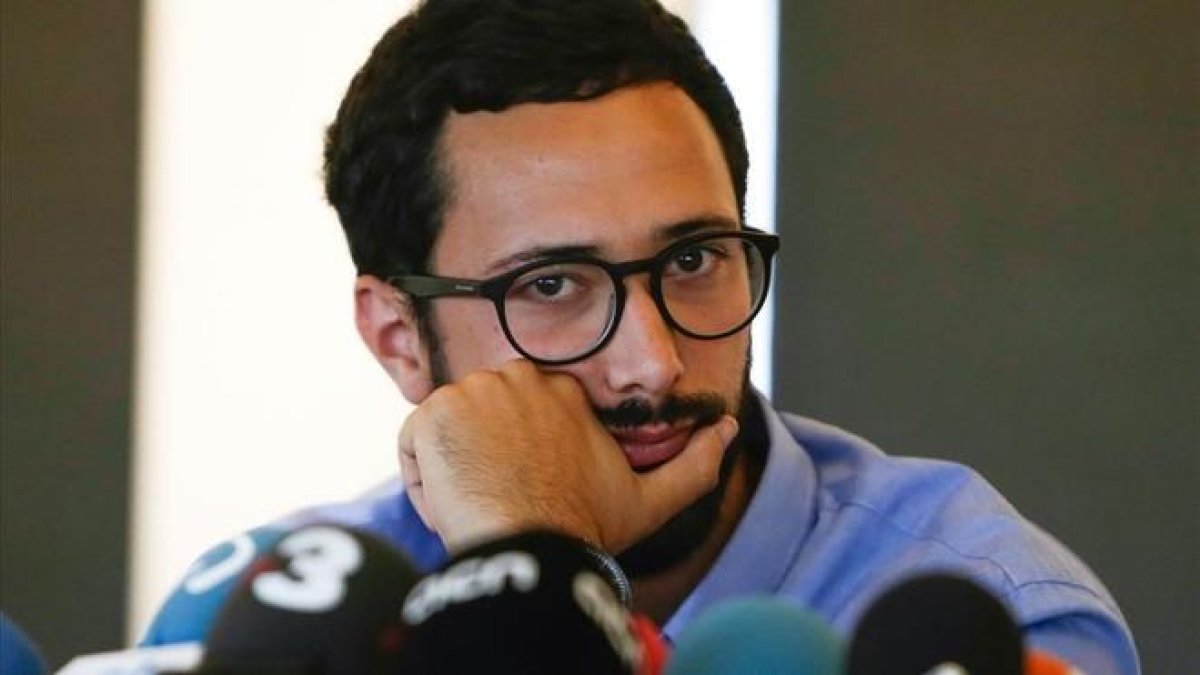 Valtònyc en la rueda de prensa que ofreció en julio en Bruselas.-AFP / ARIS OIKONOMOU