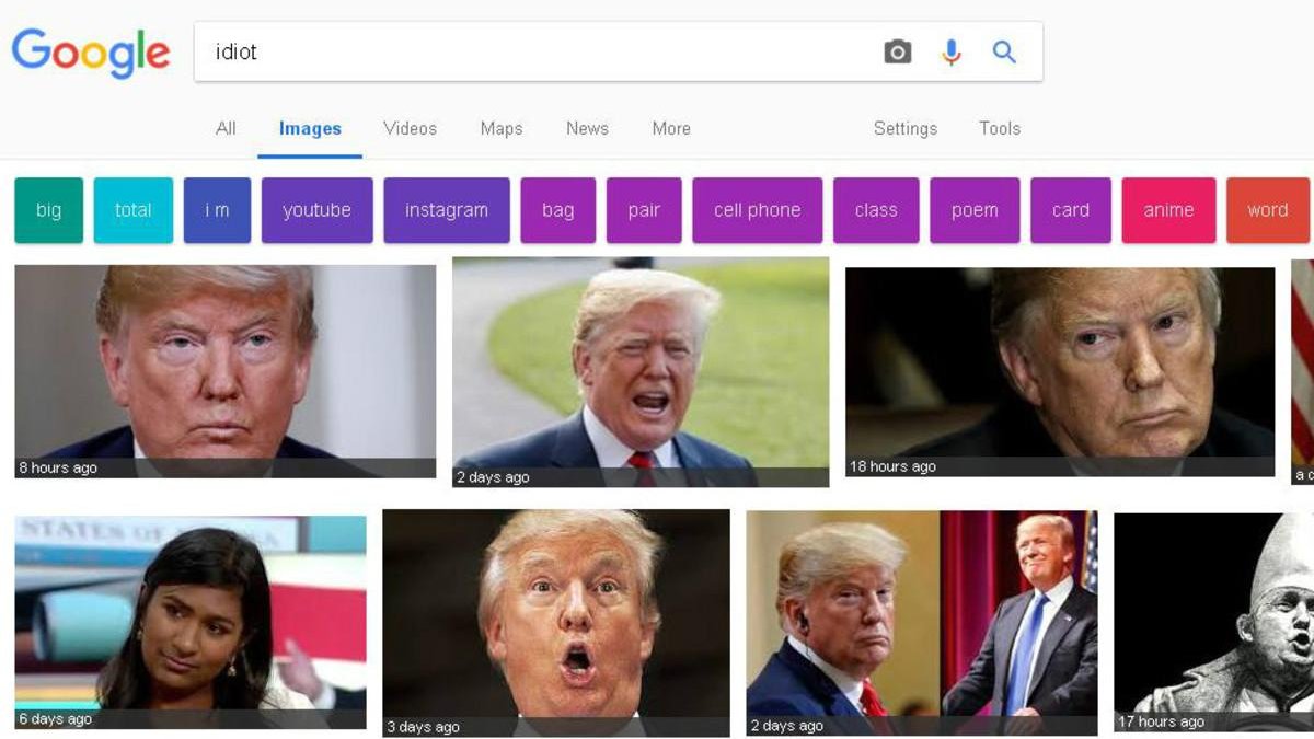 Resultados de la palabra idiot en el apartado de Google-EL PERIÓDICO