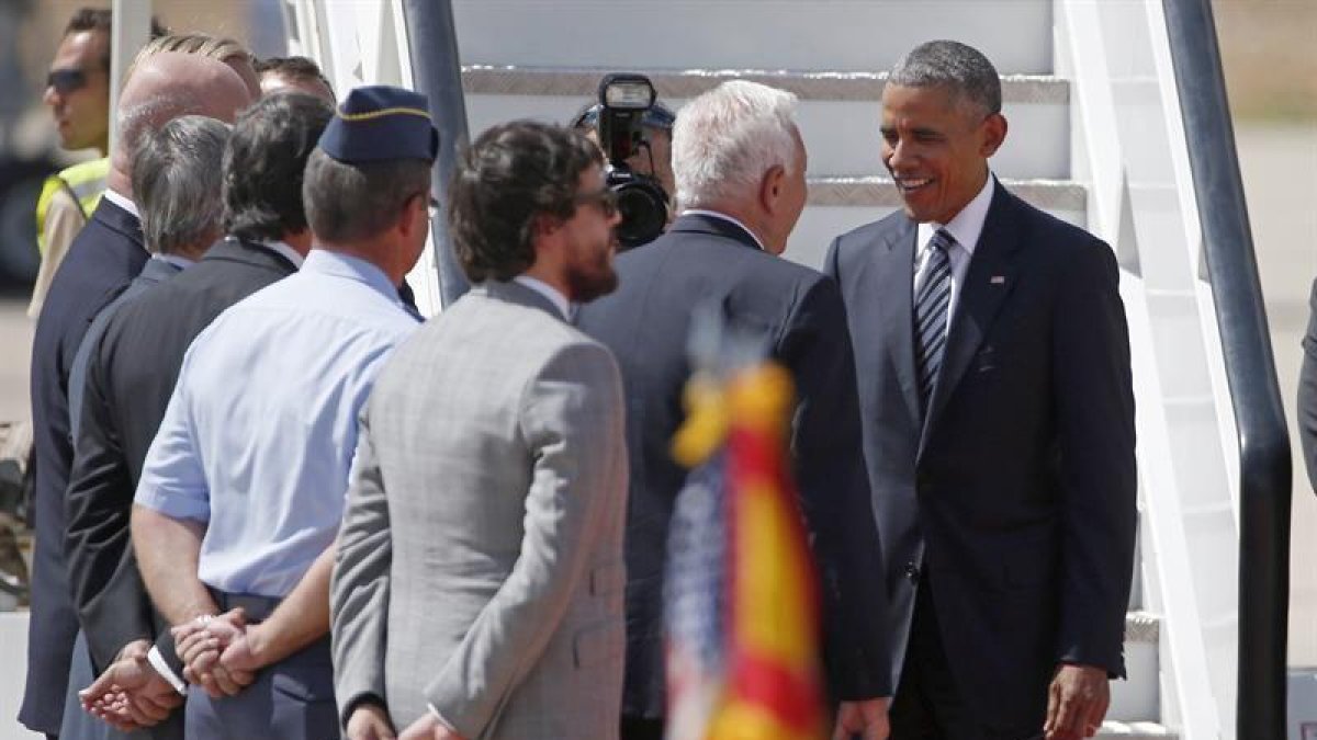 El presidente de EEUU, Barack Obama, se despide del ministro de Asuntos Exteriores en funciones, José Manuel García-Margallo-JUAN CARLOS HIDALGO / EFE
