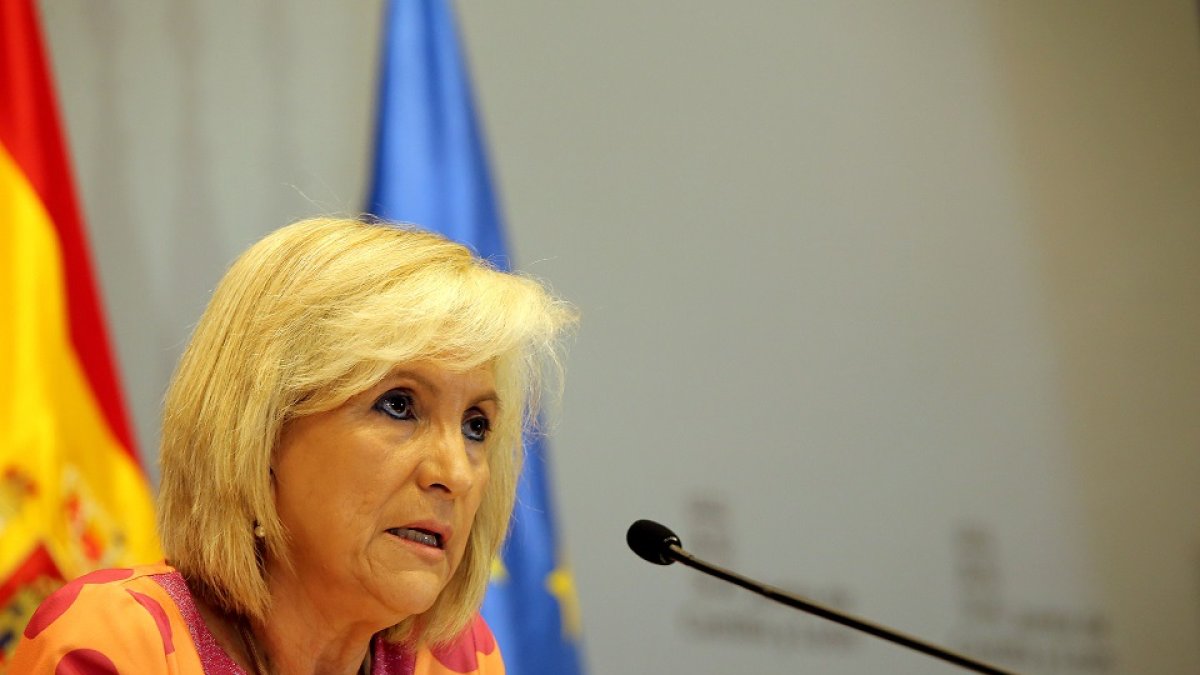 La consejera de Sanidad, Verónica Casado, comparece en rueda de prensa para informar de la situación en la Comunidad en relación al COVID-19. - ICAL