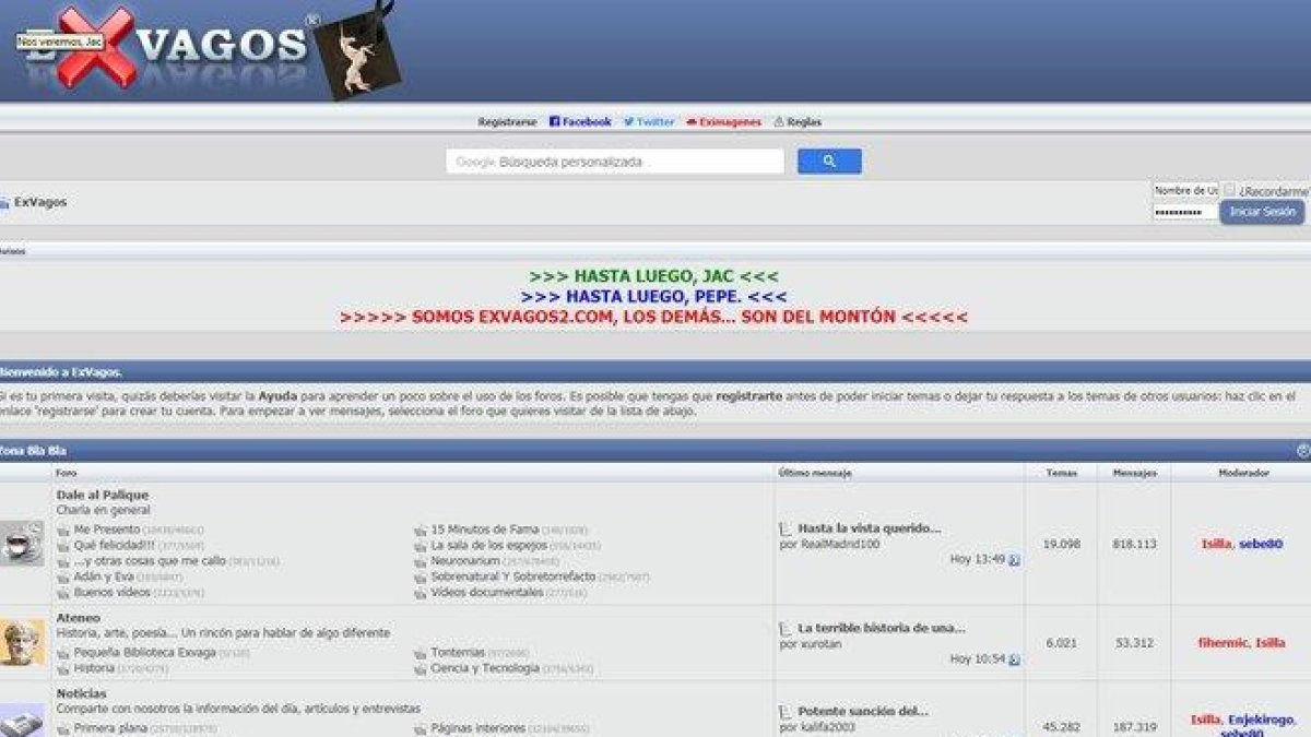 Captura de la web exvagos.com.-
