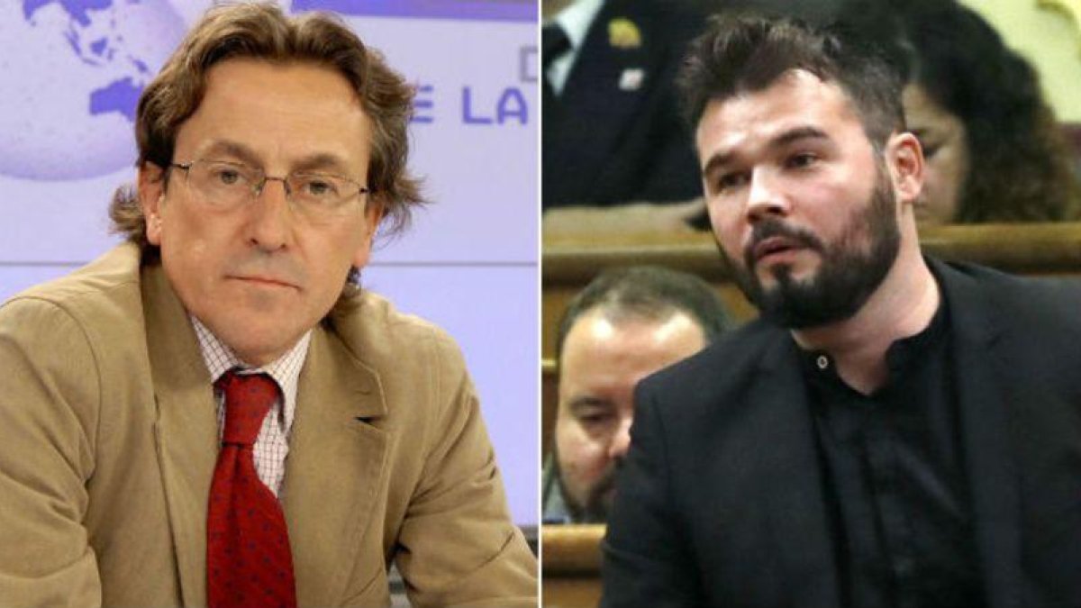 El periodista Hermann Tertsch y el diputado de ERC Gabriel Rufián.-