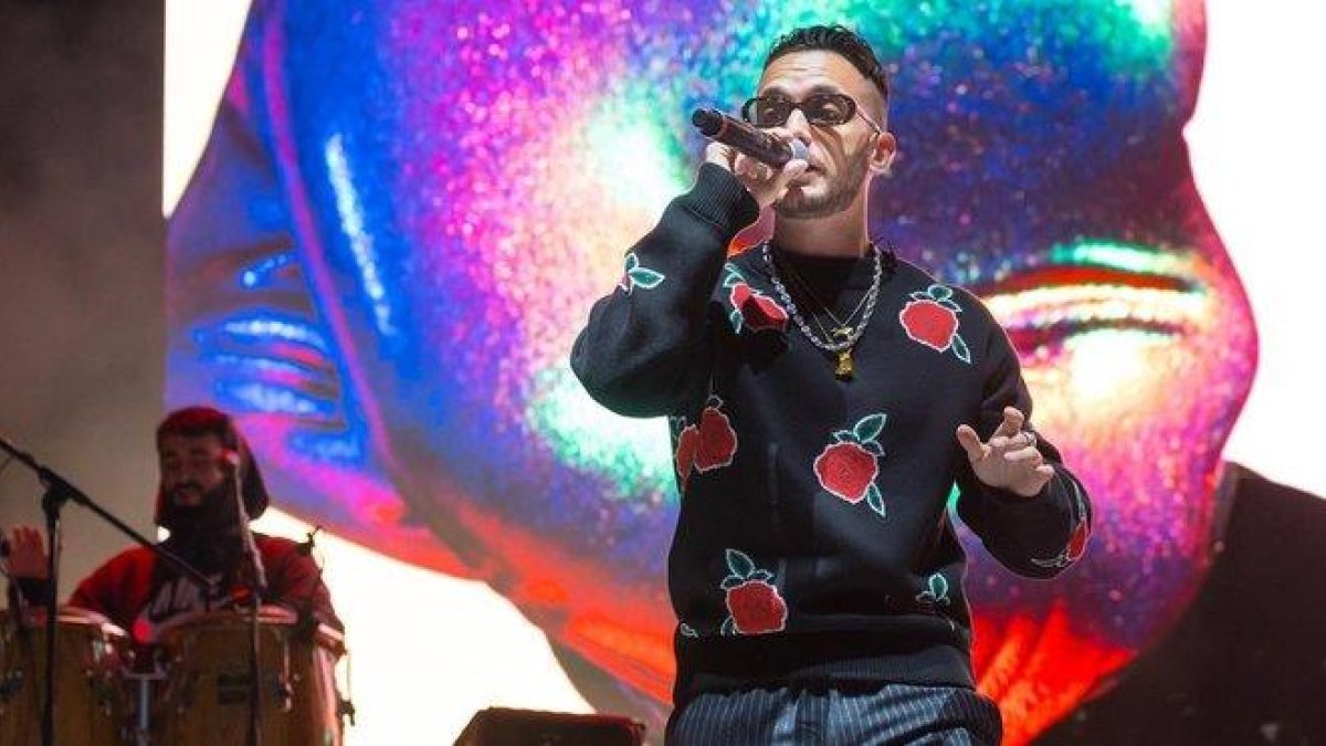 C. Tangana, en una actuación en Extremadura, el pasado junio.-
