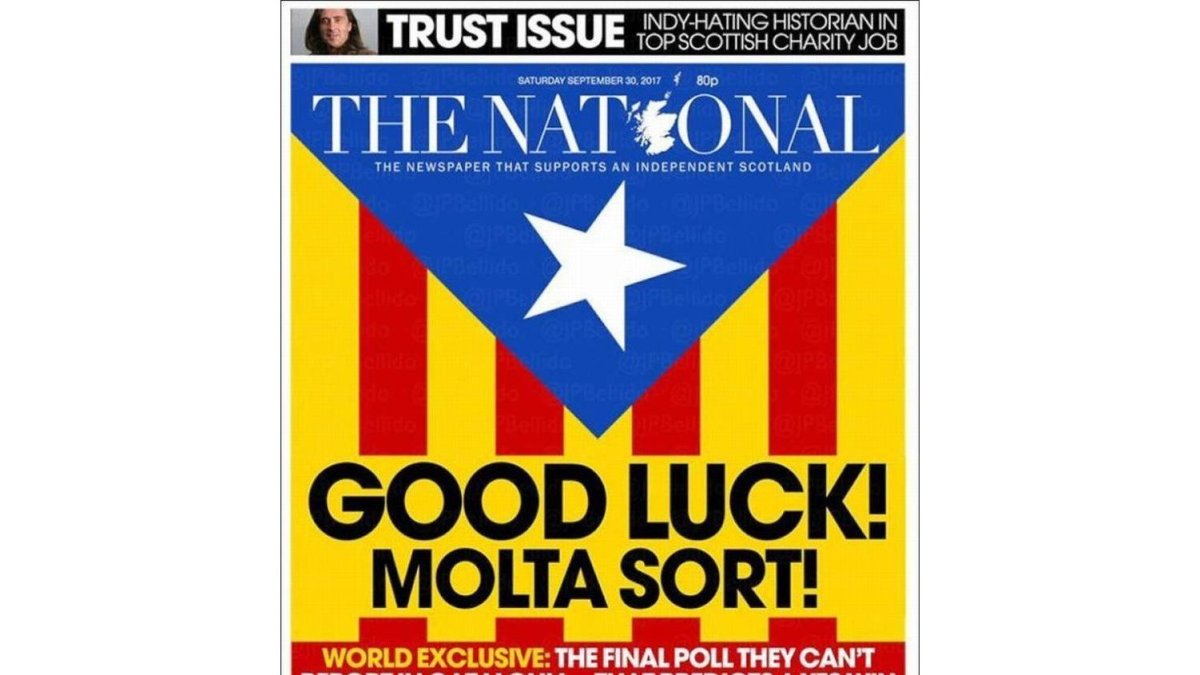 La portada del escocés The National de este sábado.-EL PERIÓDICO