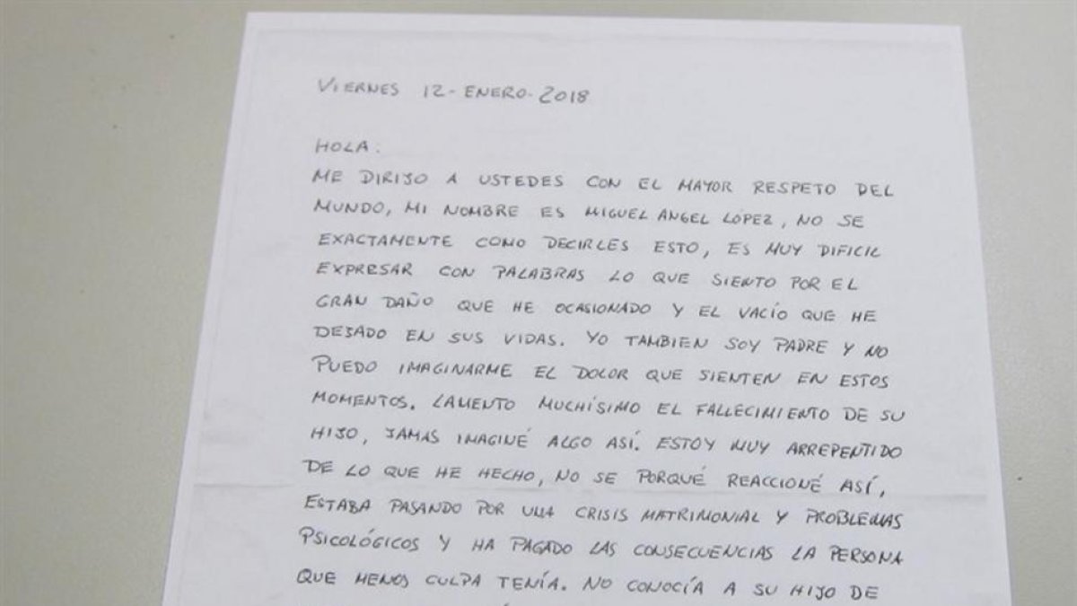 Imagen de la carta escrita por el Terre.-EUROPA PRESS