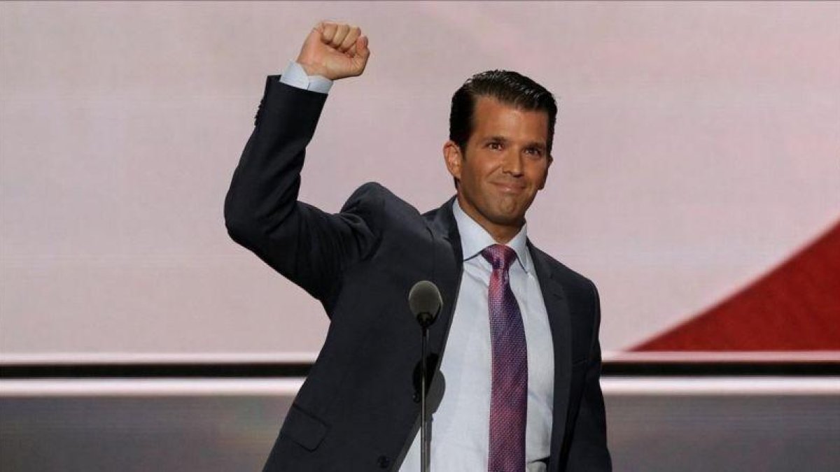 Donald Trump Jr durante la convención republicana de Ohio.-MIKE SEGAR