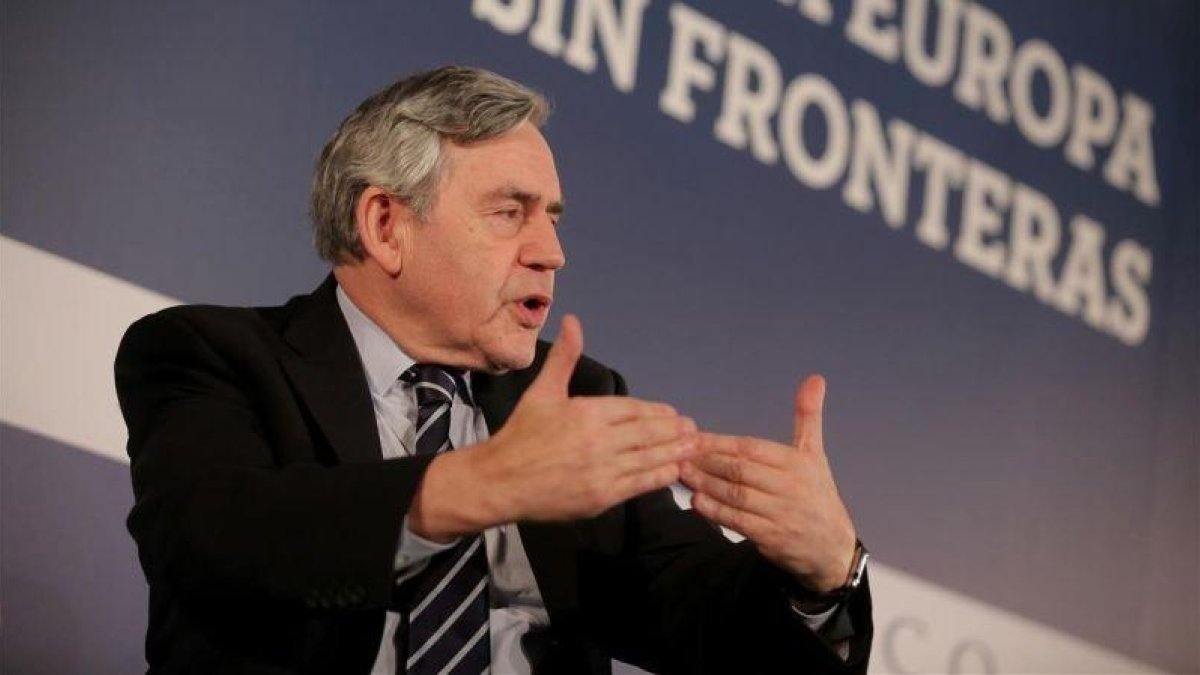 Intervención del exministro del Reino Unido, Gordon Brown, en el foro la Europa sin fronteras.-EL PERIÓDICO