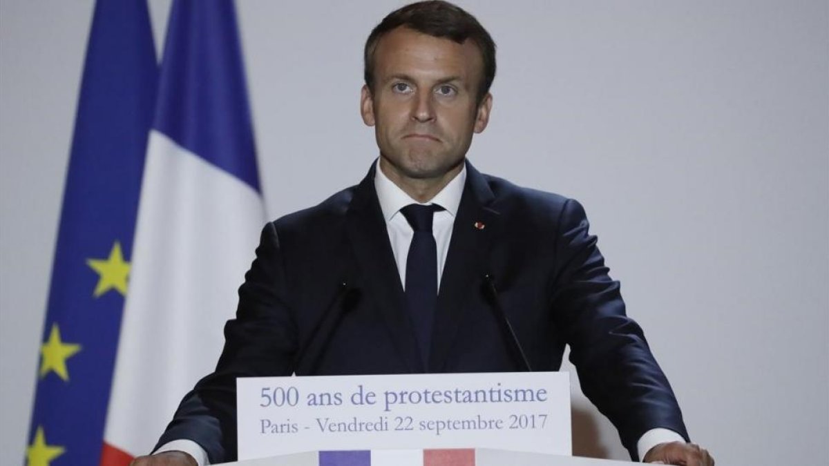 Macron, durante un discurso por el 500 aniversario de la reforma protestante, el 22 de septiembre, en París.-AFP / GONZALO FUENTES
