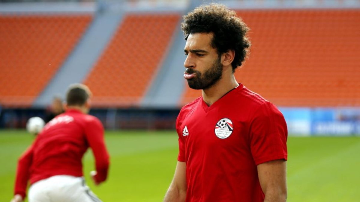 Mohamed Salah, el jueves, en el entrenamiento de Egipto.-KIKO HUESCA (EFE)