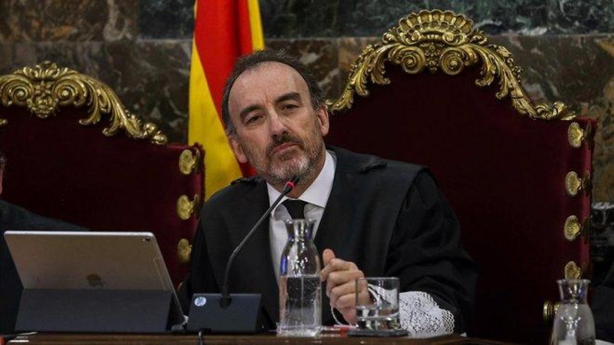 El presidente del tribunal del procés, Manuel Marchena, en la sesión de este miércoles, en la que el juicio ha quedado visto para sentencia.-EFE / EMILIO NARANJO