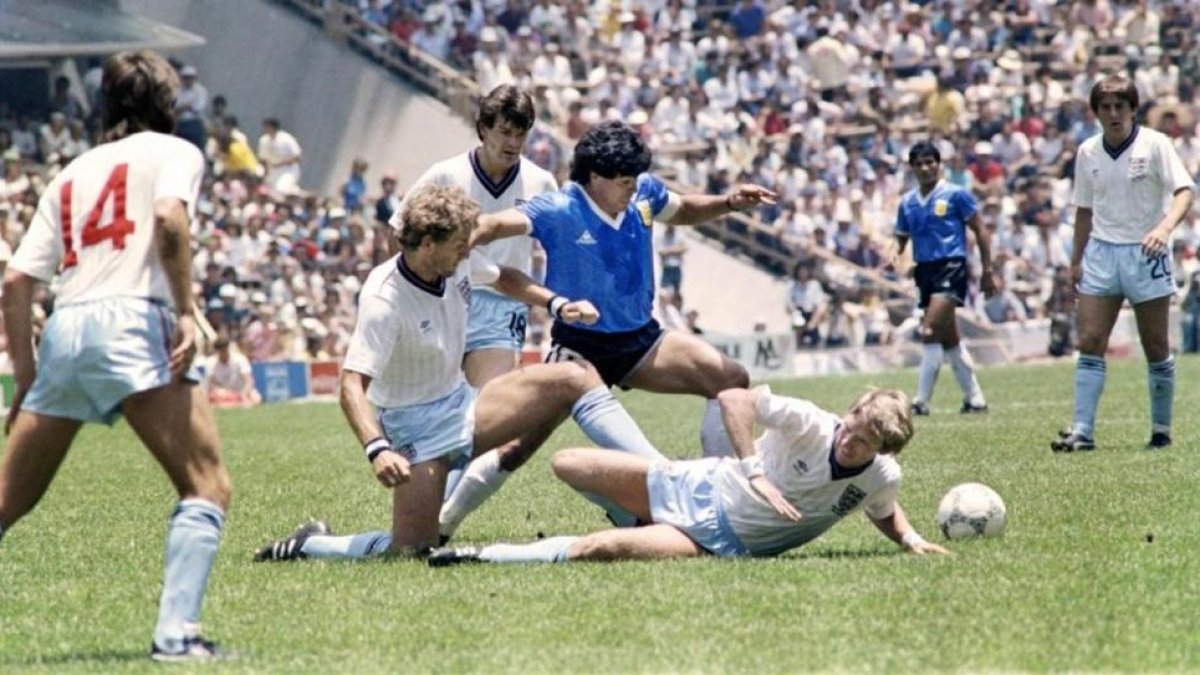 Maradona, durante el partido contra Inglaterra del Mundial de 1986.-