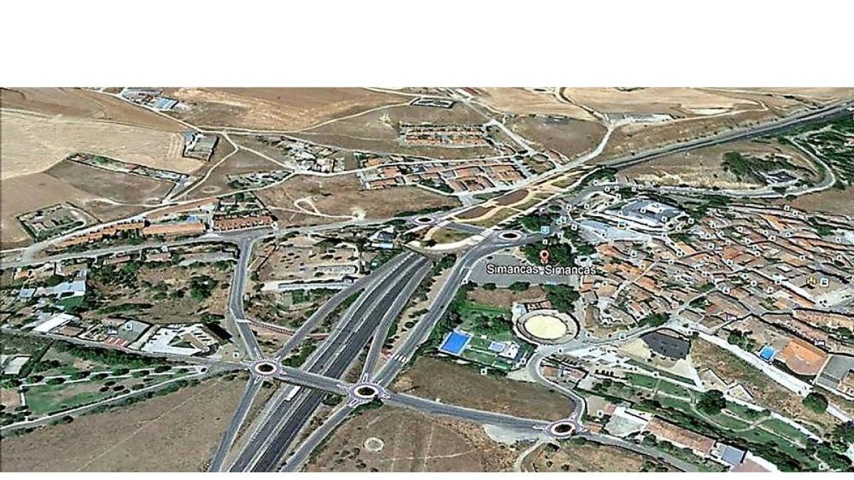 Recreación del nuevo proyecto del Ministerio de Fomento, que elimina el segundo túnel al sur de Simancas y deja sólo el aledaño al Archivo.-EL MUNDO