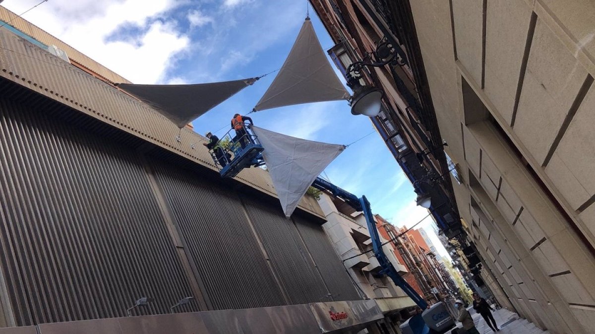Toldos vegetales en la calle Santa María de Valladolid. - CEDIDA A EUROPA PRESS