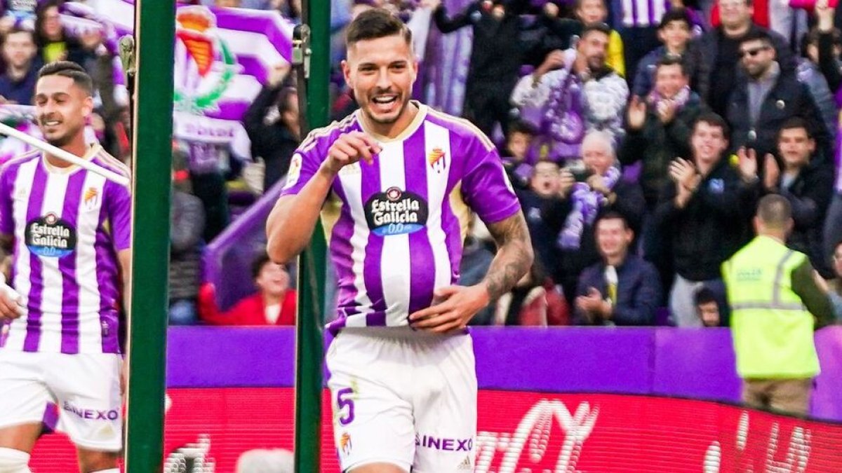 Javi Sánchez celebra un gol ante el Elche. / RV / A. PUENTE