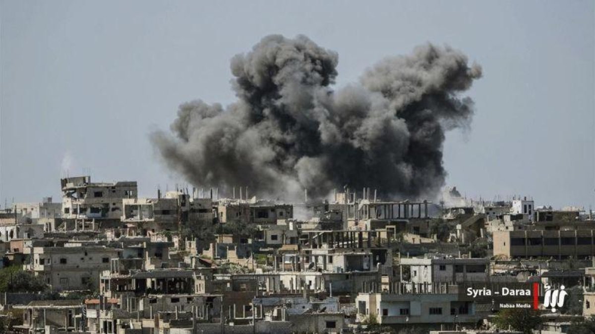 Imagen de los bombardeos en Siria.-AP