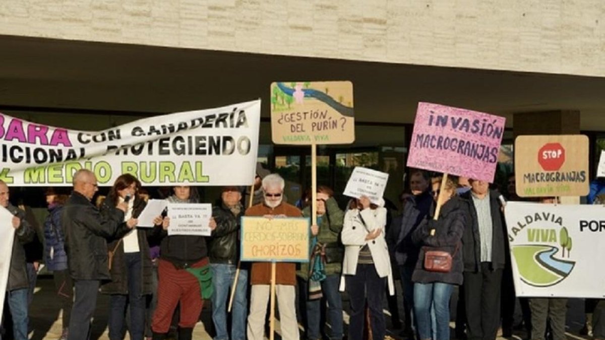 Concentración de la Asociación de pueblos de la comarca zamorana de Tabara contra las granjas porcinas.-ICAL
