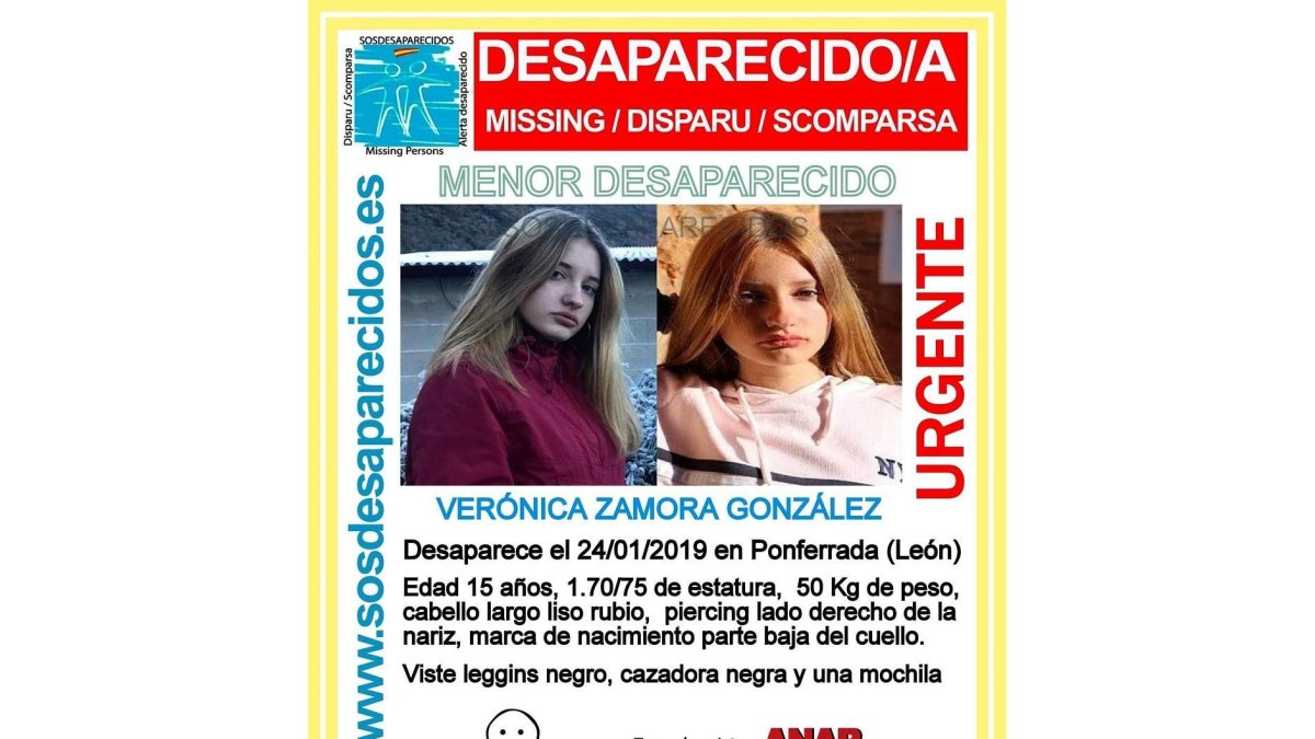 Verónica Zamora González, menor de 15 años desaparecida en Ponferrada (León)-ICAL
