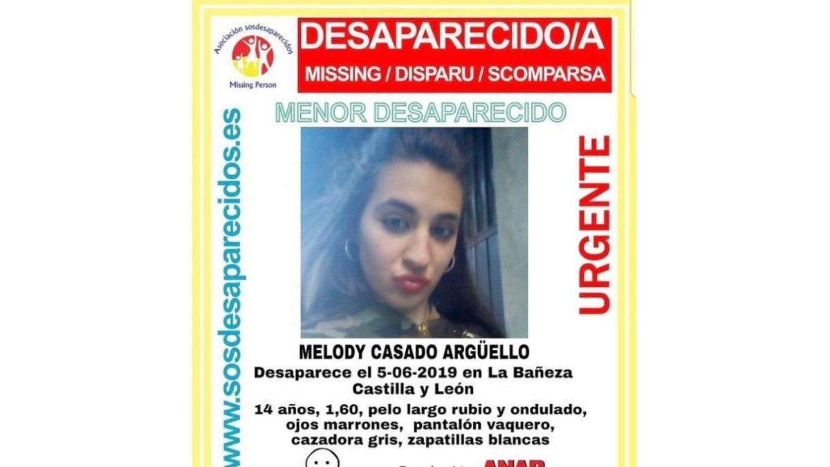 Melody Casado desaparecida en La Bañeza (León).-ICAL
