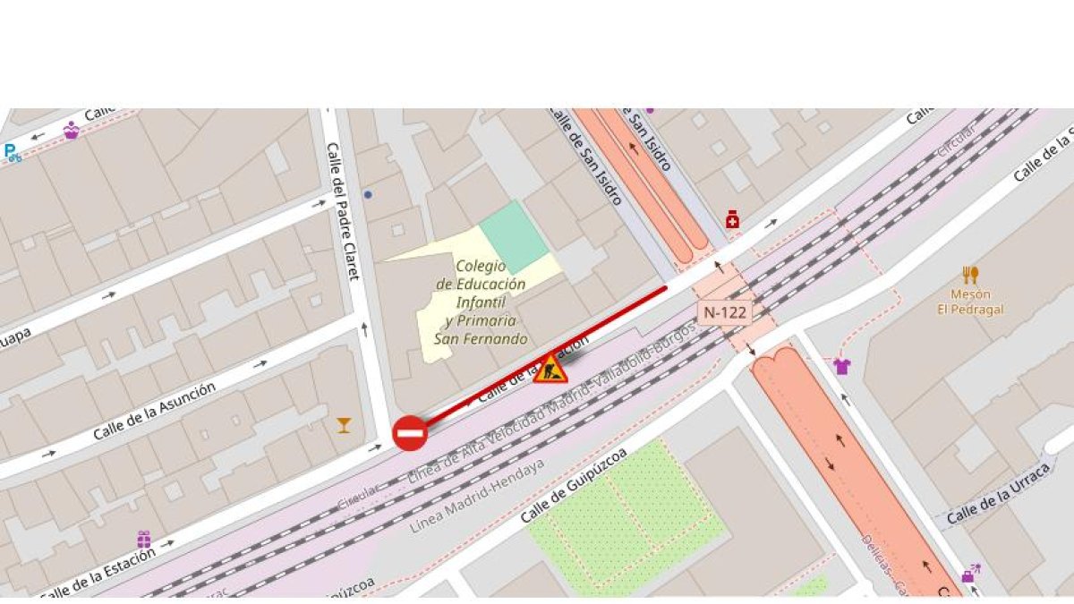 Gráfico del corte al tráfico previsto en la calle Estación.- POLICÍA MUNICIPAL
