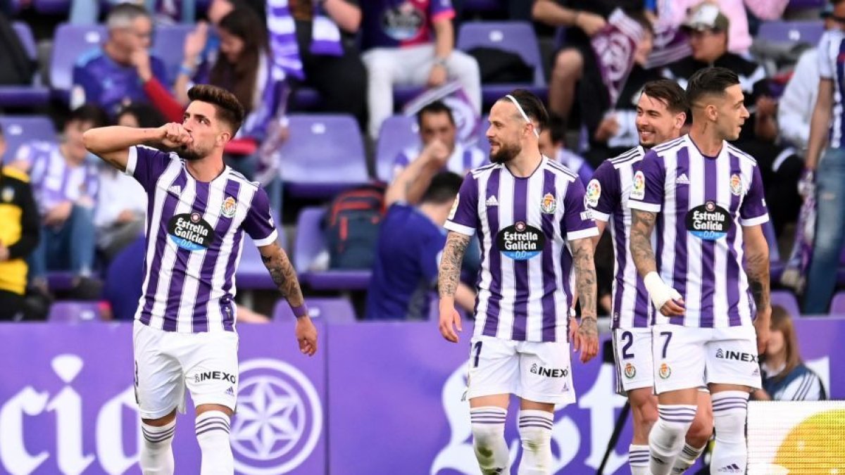 Monchu celebra el 2-0 en Zorrilla. / LALIGA