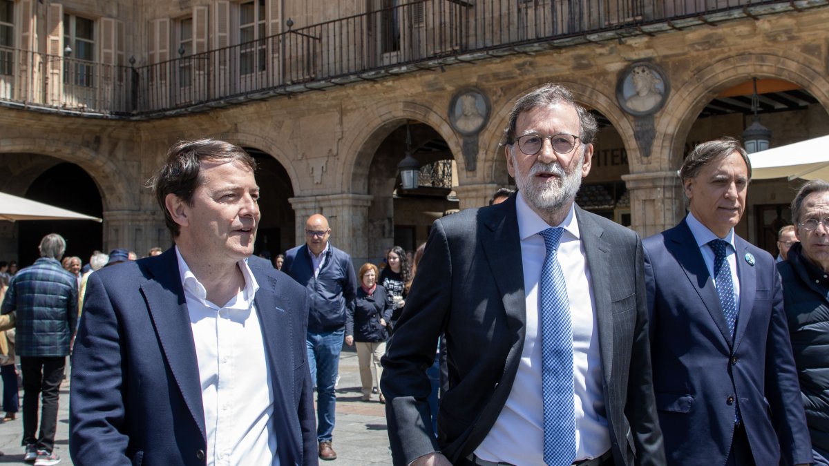 El expresidente del Gobierno Mariano Rajoy y el presidente del PPCyL , Alfonso Fernández Mañueco visitan Salamanca