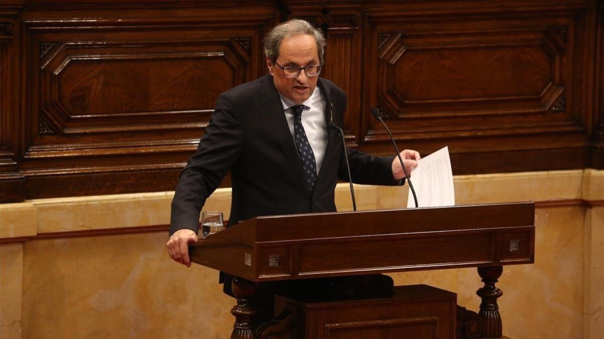 El presidente de la Generalitat, Quim Torra, en el Parlament-ELISENDA PONS
