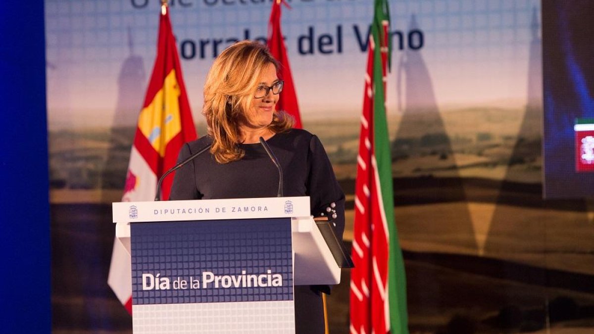 La presidenta de la Diputación, Mayte Martín Pozo, durante su intervención en el Día de la Provincia de Zamora.-ICAL