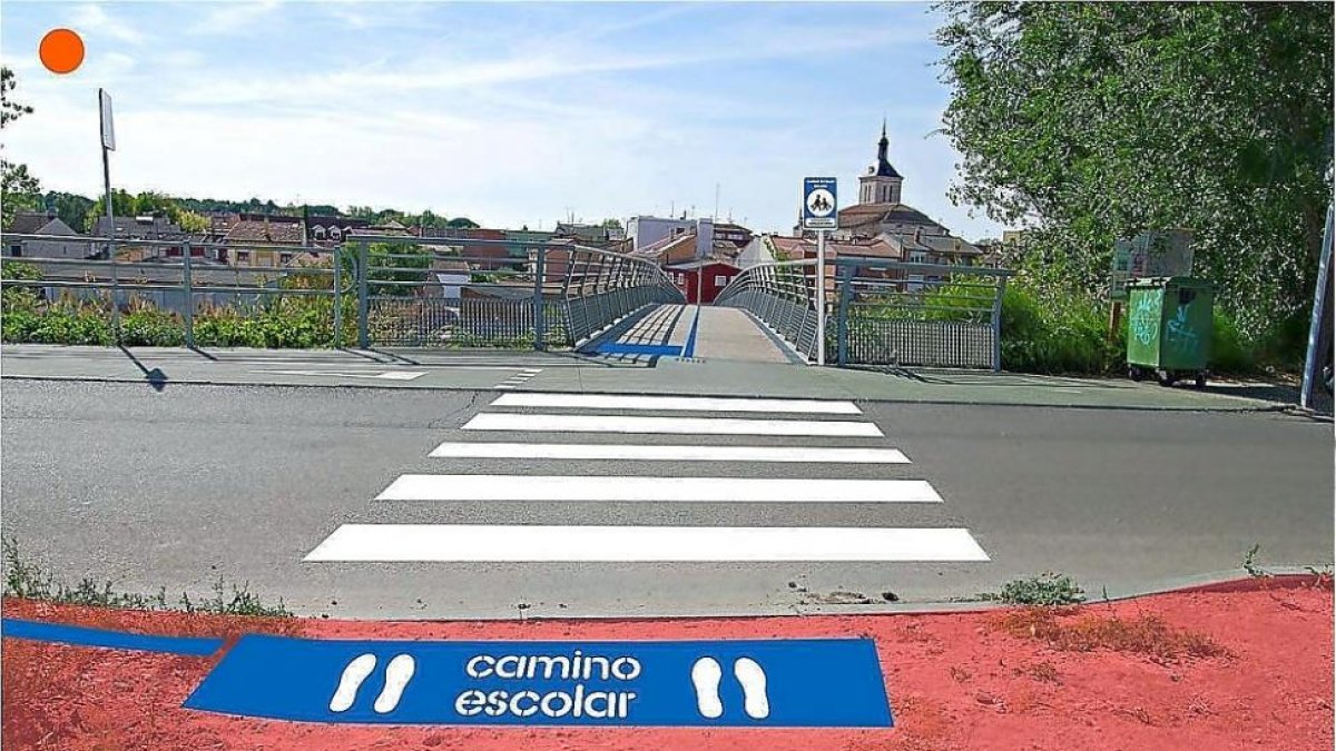 Recreación de la nueva señalización de las rutas escolares en Tudela.-AYTO. TUDELA