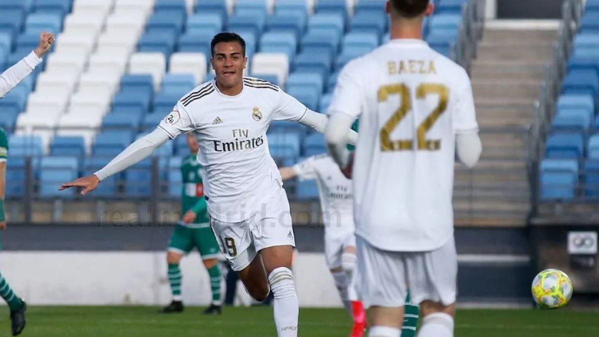 Reinier celebra un gol con el filial madridista. / RM